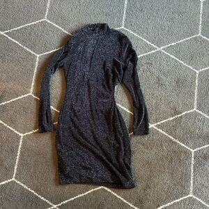 Bar III Shimmering Black Long Sleeve Dress